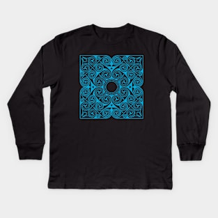 Cadboll Spirals - Blue Kids Long Sleeve T-Shirt